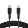 BELKIN Lightning to USB-C Braided Cable (MFi) 1m Black / CAA004bt1MBK (CAA004bt1MBK)