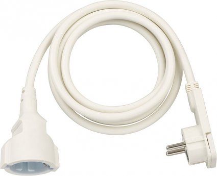 BRENNENSTUHL Extension cable, Angled Flat Plug 2m H05VV-F3G1.5 white (1168980220)