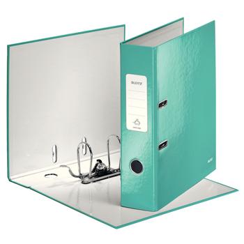 LEITZ 180 WOW Lever Arch File Laminated Paper on Board A4 80mm Spine Width Ice Blue (Pack 10) 10050051 (10050051)
