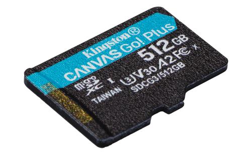 KINGSTON Canvas Go! Plus - Flash memory card - 512 GB - A2 / Video Class V30 / UHS-I U3 / Class10 - microSDXC UHS-I (SDCG3/512GBSP)
