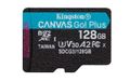 KINGSTON Canvas Go! Plus - Flash memory card (microSDXC to SD adapter included) - 128 GB - A2 / Video Class V30 / UHS-I U3 / Class10 - microSDXC UHS-I (SDCG3/128GB)