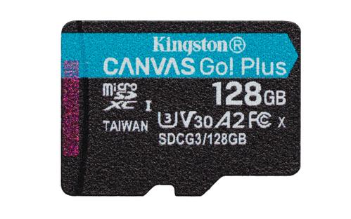 KINGSTON Canvas Go! Plus - Flash memory card - 128 GB - A2 / Video Class V30 / UHS-I U3 / Class10 - microSDXC UHS-I (SDCG3/128GBSP)