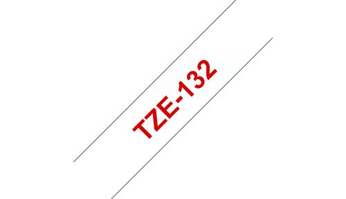 BROTHER TZ 12mm rød på klar (TZE132)