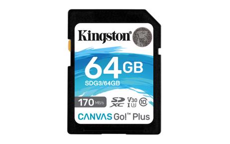 Kingston Canvas Go! Plus - flashminnekort - 64 GB - SDXC UHS-I (SDG3/64GB)