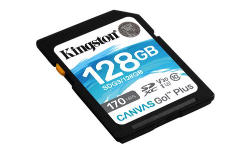 KINGSTON Canvas Go! Plus - Flash memory card - 128 GB - Video Class V30 / UHS-I U3 / Class10 - SDXC UHS-I (SDG3/128GB)