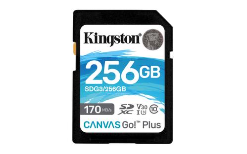 KINGSTON Canvas Go! Plus - Flash memory card - 256 GB - Video Class V30 / UHS-I U3 / Class10 - SDXC UHS-I (SDG3/256GB)