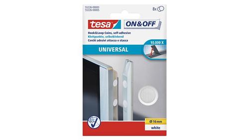 TESA ON&OFF Universal Klettpunkte weiß 8 St. 16mm rund (55226-00003-01)