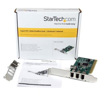 STARTECH 4 port PCI 1394a FireWire Adapter Card - 3 External 1 Internal (PCI1394MP           )