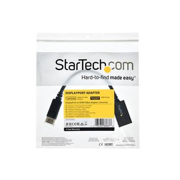 StarTech DisplayPort to HDMI Adapter - 1920x1200 - HDMI Video Converter - Latching DP Connector - Monitor to HDMI Adapter (DP2HDMI2) - Video adapter - DisplayPort / HDMI - DisplayPort (hann) til HDMI (hunn) (DP2HDMI2)