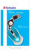Verbatim Go Mini Optical Travel Mouse - Mus - høyre- og venstrehåndet - optisk - kablet - USB - karibisk blå (49022)