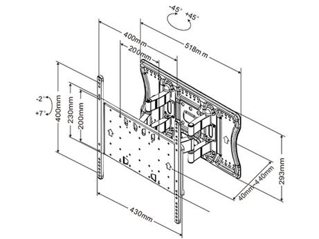 Multibrackets M VESA Super Slim Tilt & Turn Plus - monteringssett - for flatpanel - svart (7350022734227)