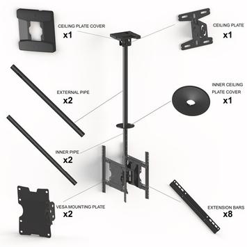 Multibrackets M Public Ceilingmount Medium Back to Back - monteringssett - for 2 LCD-skjermer - svart (7350022735477)