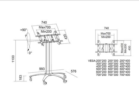MULTIBRACKETS M Public Display Stand 110 Tilt & Table (7350022736252)