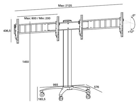 Multibrackets M Public Display Stand 145 Dual - stativ - for 2 LCD-skjermer - sølv (7350022735392)