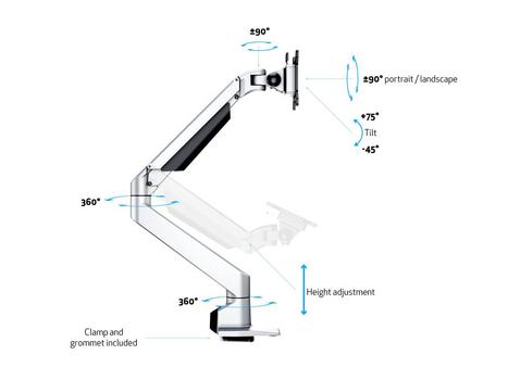 MULTIBRACKETS VESA Gas Lift Arm Single Silver 15inch-32inch 3-7,5kg 75x75-100x100 (7350022737167)