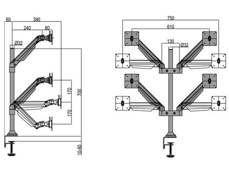 MULTIBRACKETS M VESA Gas Lift Arm I Quad Black (7350022737235)