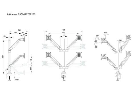 MULTIBRACKETS M VESA Gas Lift Arm I Quad Black (7350022737235)