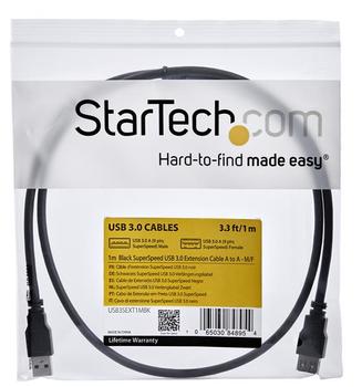 STARTECH StarTech.com 1m USB 3.0 Verlängerungskabel - USB 3 Typ A Kabel Verlängerung - Stecker/ Buchse - Schwarz - USB-Verlängerungskabel - USB Typ A (M) zu USB Typ A (W) - USB 3.0 - 1 m - Schwarz - für P/N: B (USB3SEXT1MBK)