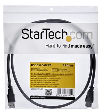 StarTech USB 3.0 Extension Cable A to A - M/F, 1m (USB3SEXT1MBK)