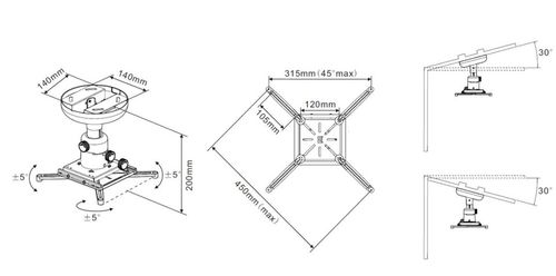 MULTIBRACKETS M Universal Projector Ceiling mount 200 (7350073730728)