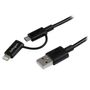 STARTECH "Apple Lightning or Micro USB to USB Cable - 1m, Black"