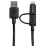 STARTECH StarTech.com 1m (3 ft) Black Apple 8-pin Lightning Connector or Micro USB to USB Combo Cable for iPhone iPod iPad - Charge and Sync Cable (LTUB1MBK) - Charging / data cable - USB male to Micro-USB Typ (LTUB1MBK)