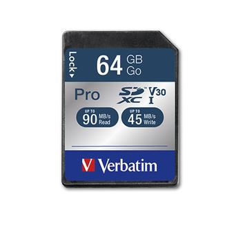 VERBATIM SECURE DIGITAL CARD SDHC PRO UHS-I 64GB CLASS 10 EXT (47022)