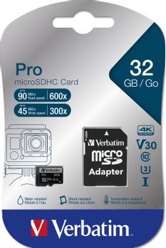 VERBATIM MICRO SDHC CARD PRO UHS-I 32GB CLASS 10 INCL ADAPTOR EXT (47041)