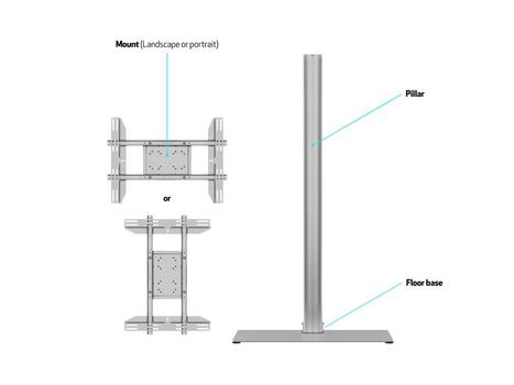 MULTIBRACKETS Display Stand 180 Single Silver w. Floorbase 24inch-63inch (7350073732418)