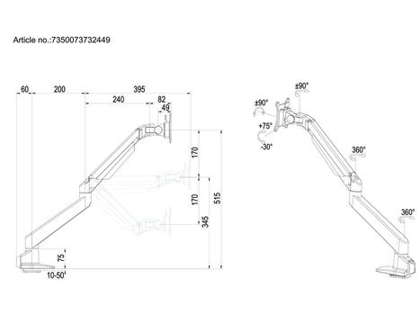 MULTIBRACKETS M VESA Gas Lift Arm Single Black HD (7350073732449)