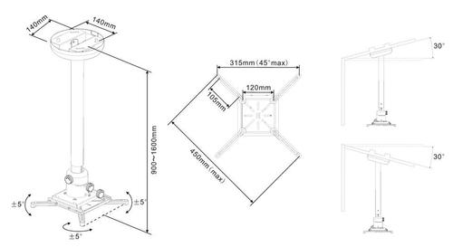 MULTIBRACKETS Uni Proj Ceiling Mount 900-1600+Finetune (7350073731787)