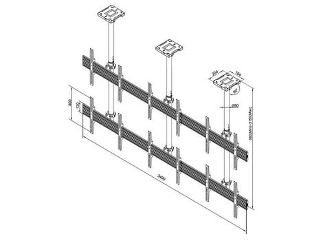 MULTIBRACKETS M Ceiling Mount Pro 3X2U Pro Series Ceiling Mount (7350073733569)