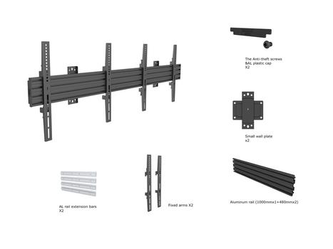 MULTIBRACKETS M Wallmount Pro MBW2U Fixed Pro Series Wallmounts,  Black (7350073734009)