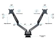 Multibrackets M VESA Gas Lift Arm Dual Side by Side stativ - justerbar arm - for 2 LCD-skjermer - svart HD (7350073734207)