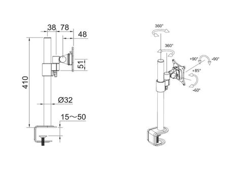 Multibrackets M VESA Deskmount Officeline Single monteringssett - for LCD-skjerm - svart (7350073735822)