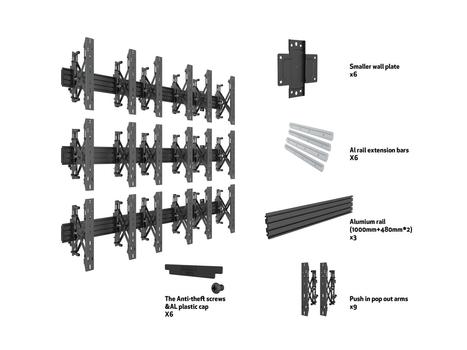 MULTIBRACKETS M Wallmount Pro MBW3x3UP Push In Pop Out Black (7350073735051)