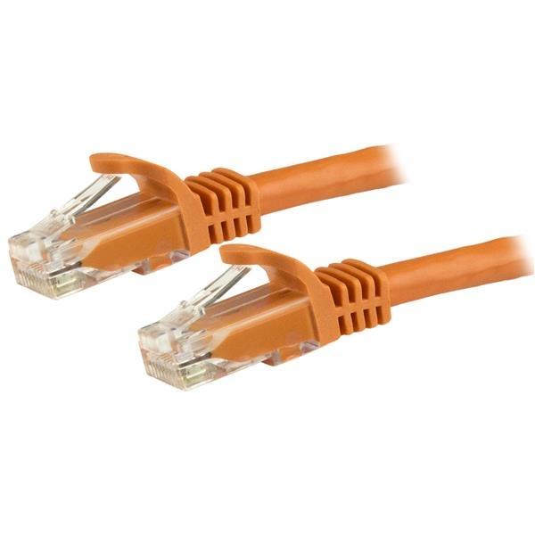 StarTech - 15m CAT6 Ethernet Cable, 10 Gigabit Snagless RJ45 650MHz 100W PoE Patch Cord, CAT 6 10GbE UTP Network Cable w/Strain Relief, Orange, Fluke Tested/Wiring is UL Certified/TIA - Category 6 - 24AWG (N6PAT