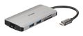 D-LINK 8-in-1 USB-C Hub with HDMI/ Ethernet/ Card Reader/ Power Delivery - Three USB 3.0 SuperSpeed 5 Gbps ports - One USB 3.0 Type-C port with data sync and power delivery of up to 100 W (20 V 5 A) - One IN (DUB-M810)