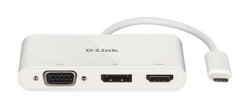 D-LINK k DUB-V310 - Adapter - 24 pin USB-C male to HD-15 (VGA), HDMI, DisplayPort female - 11 cm - 4K support (DUB-V310)