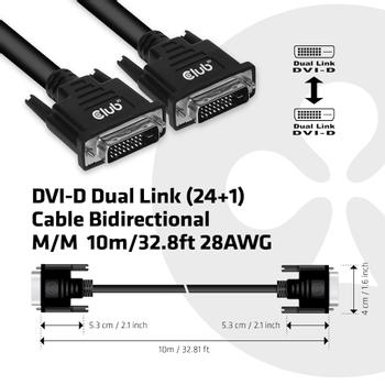 CLUB 3D Dual Link DVI-D cable M/M 10m (CAC-1220)