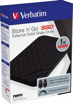 VERBATIM Store 'n' Go portable SSD USB 3.2 Gen1 1TB Black USB-C (53230)
