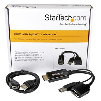 StarTech 4K 30Hz HDMI to DisplayPort Video Adapter w/ USB Power - 6 in - HDMI 1.4 (Male) to DP 1.2 (Female) Active Monitor Converter (HD2DP) - videokonverter - svart (HD2DP)