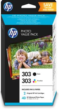 HP 303 Photo Value Pack - Blank - 2-pack - 4 ml - svart, färg (cyan, magenta, gul) - blister - bläckpatron/ papperssats - för ENVY Photo 62XX, Photo 71XX, Photo 78XX, ENVY Inspire 72XX, 79XX (Z4B62EE#301 $DEL)