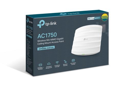 TP-LINK AC1750 Wireless Dual Band Gigabit Ceiling Mount Access Point Qualcomm 450Mbps at 2.4GHz + 1300Mbps at 5GHz 802.11a/ b/ g/ n/  (EAP245)