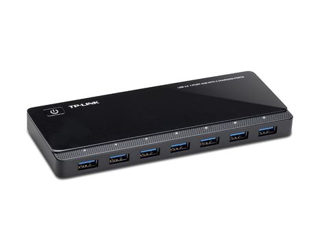 TP-LINK 7 ports USB 3.0 Hub with 2 power charge ports 2.4A Max Desktop a 12V/4A power adapter included (UH720)