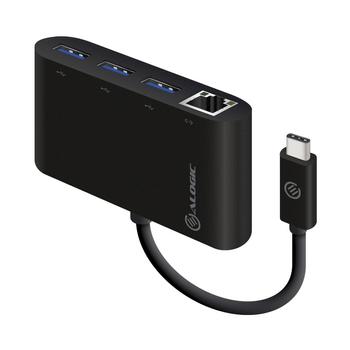 ALOGIC USB-C to Gigabit Ethernet USB 3.0 3 Port USB Hub schw (UC3AGE)