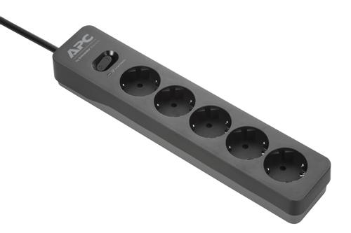 APC Essential Surgearrest PME5B - Surge protector - AC 220/ 230/ 240 V - 2300 Watt - output connectors: 5 - 1.52 m cord - Germany - black (PME5B-GR)