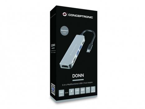 CONCEPTRONIC 6in1 USB3.1/ C->2xUSB 3.0, HDMI, SD/ TF Kartenleser (DONN02G)