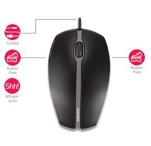 CHERRY GENTIX BLACK SILENT CORDED MOUSE              IN PERP (JM-0310-2)