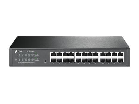 TP-LINK 24-Port Gigabit Easy Smart Switch PORT: 24x Gigabit RJ45 Ports SPEC: 1U 13-inch Rack-mountable Steel Case FEATURE: MTU/ Port/ Tag-based VLAN,  QoS,  IGMP Snooping,  Web/ Utility Management,   Plug and Pla (TL-SG1024DE)